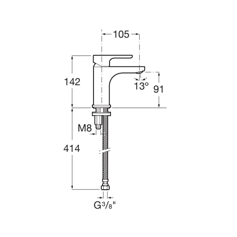 Mezclador monomando lavabo ATLAS ROCA caño alto cuerpo liso Cold Start